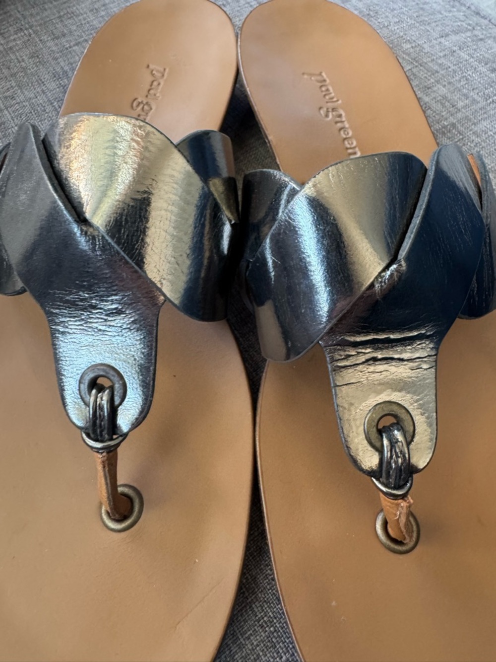 Paul Green Metallic Leather Slide Sandal Sz UK 5 US 7 1/2 - Picture 2 of 8
